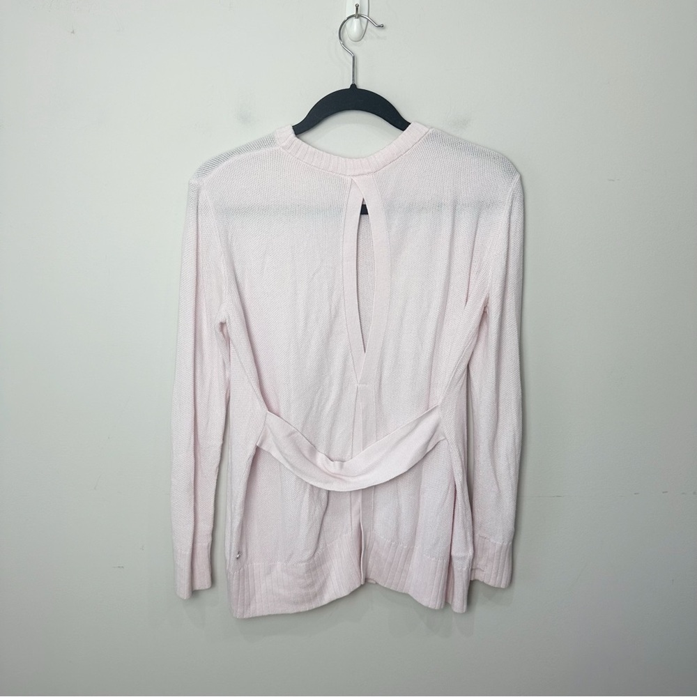 Lululemon Sincerely Yours Open Back Sweater Pink Glow Lightweight Thumbholes - Picture 4 of 7